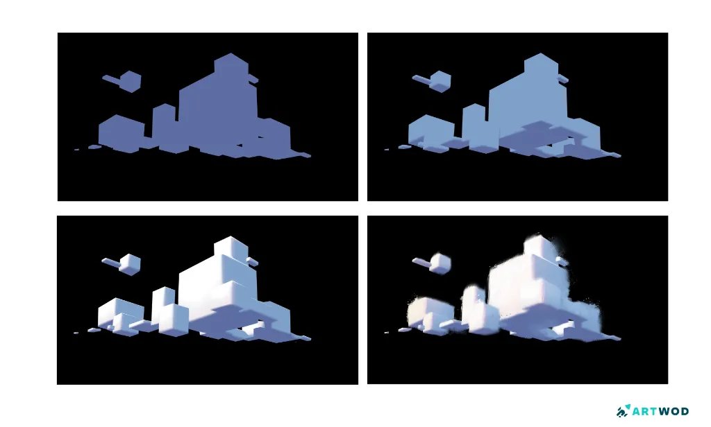 Schritt 3: Wolken zeichnen: Techniken für realistische und stilisierte Himmel.