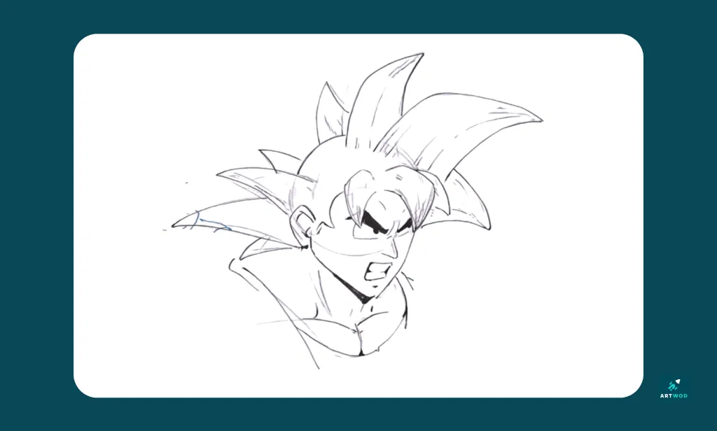 Step 3: Draw Goku from imagination