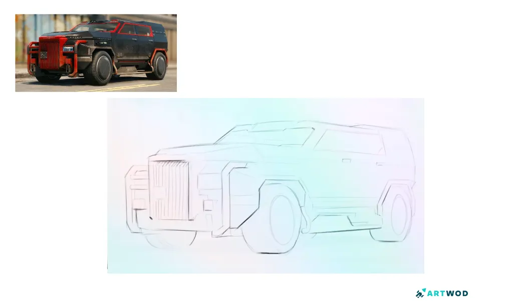 Step 1:&nbsp;How to Draw Cyberpunk Vehicles: Futuristic Concept Art
