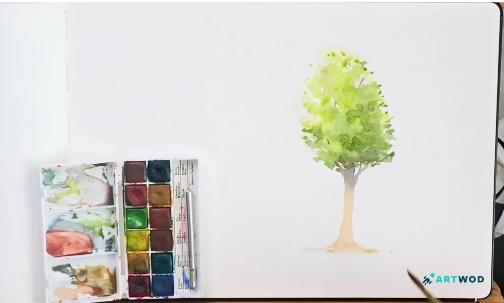 Step 5: How to paint watercolor trees step-by-step, beginner friendly