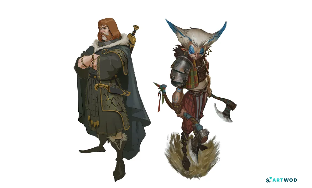 2 personnages en perspective par Antonio Stappaerts, art numérique 2D.