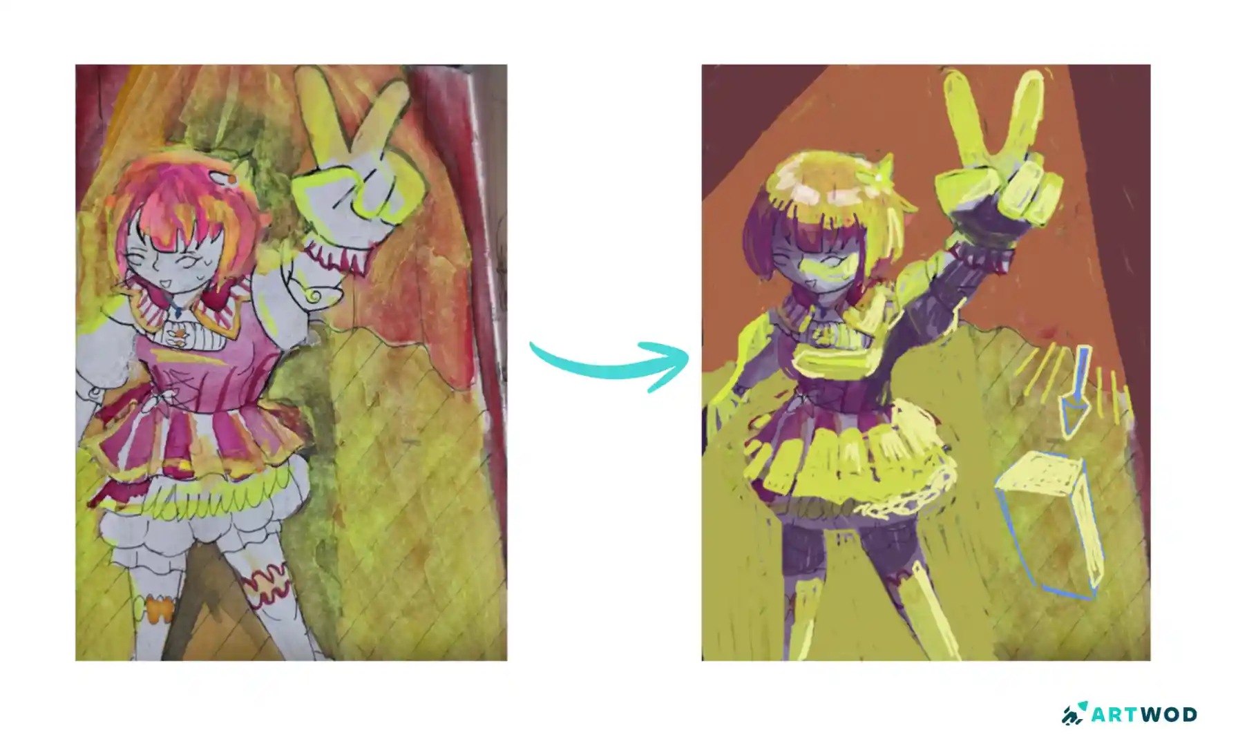 Anime Watercolor Spotlight Lighting Drawing: Fix Harsh Highlights