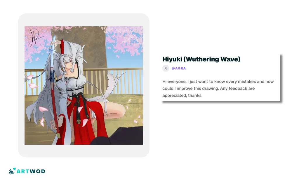 Hiyuki aus Wuthering Wave. Figurenzeichnung von einem Künstler, der um Feedback zu Fehlern und Verbesserungen bittet