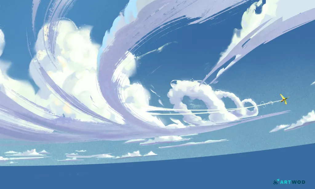 Schritt 6: Wolken zeichnen: Techniken für realistische und stilisierte Himmel.