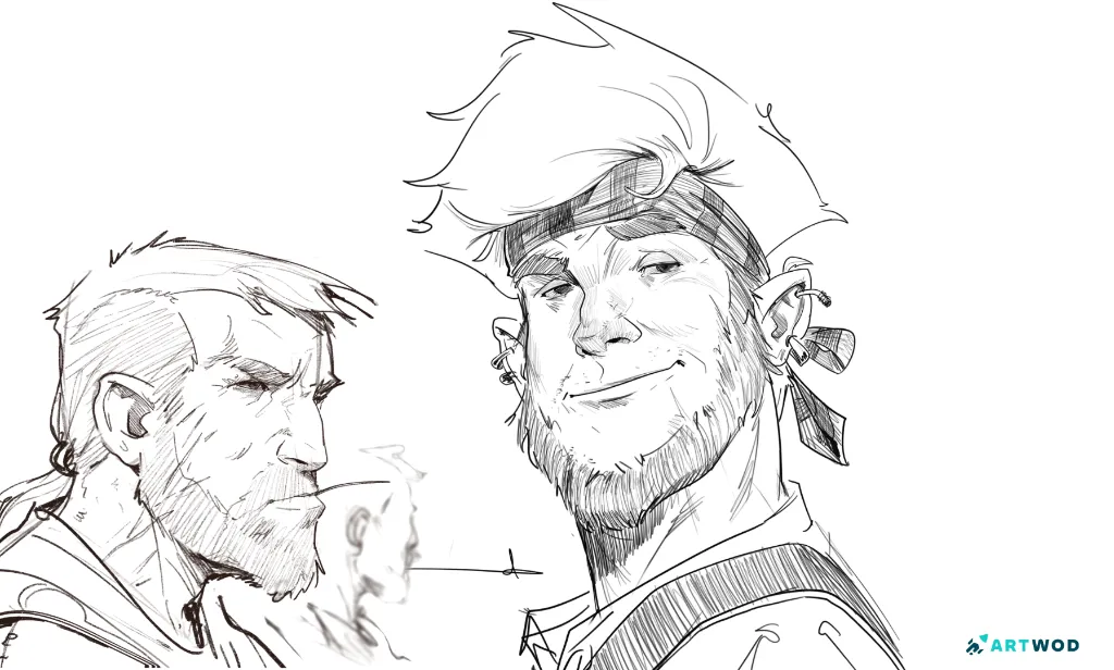 Step 5: How to Draw Faces: portrait art Antonio Stappaerts, pirate and a brute