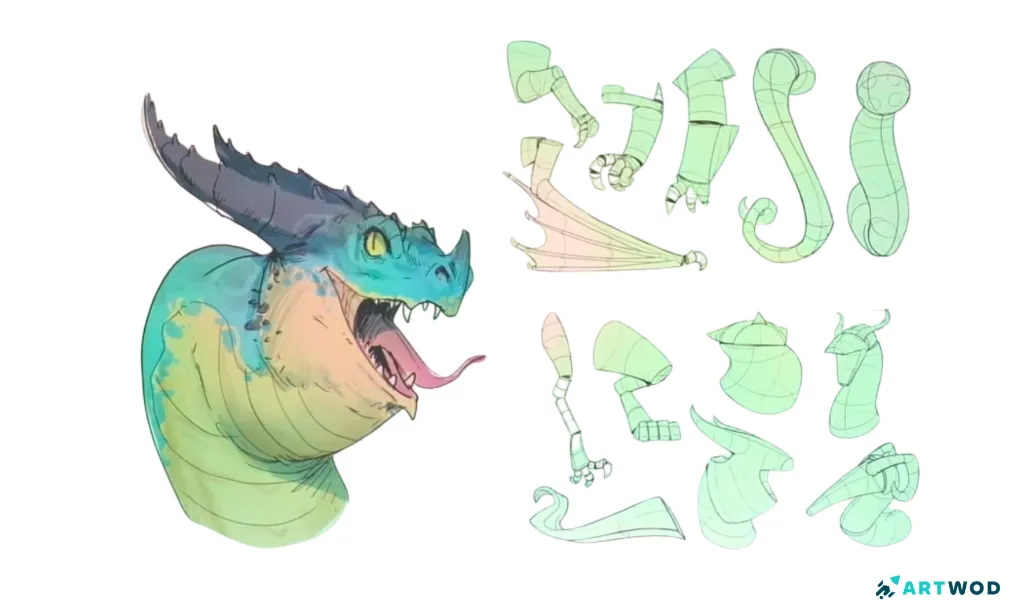 Step 4: How to draw dragons, step-by-step guide for beginners