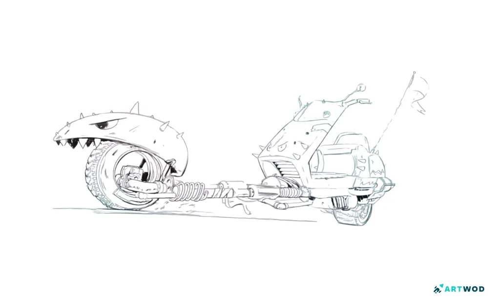 Step 5 -&nbsp;How to Draw Crazy Scooters: Fun and Dynamic Vehicle Concepts
