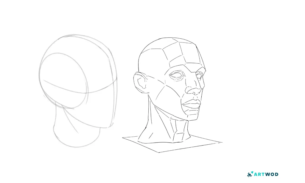Step 2: How to Draw Faces: Loomis head for proporions and features, and Asaro head for shades