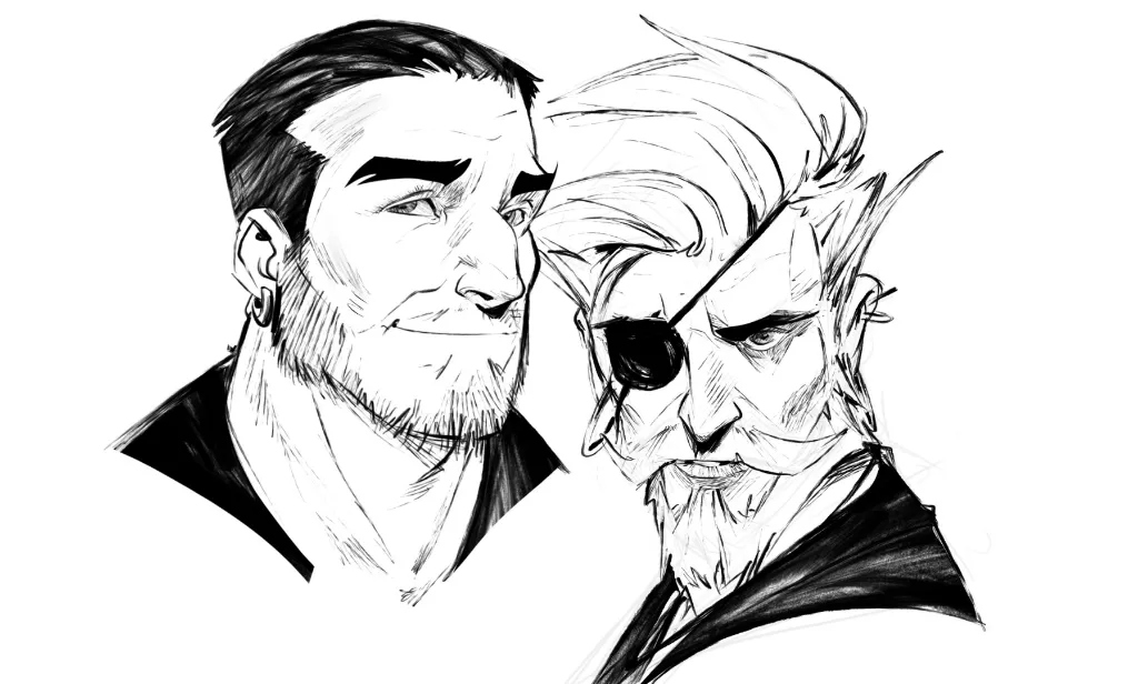 Portrait drawings by Antonio Stappaerts, black and white. Digital 2d art