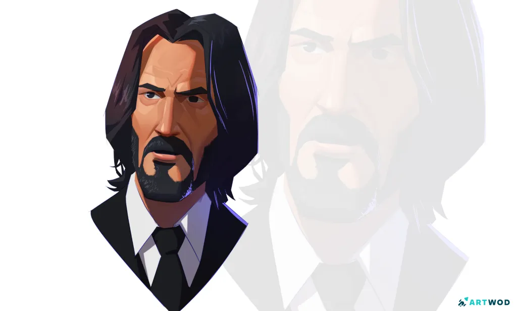Keanu Reeves digitales 2D-Porträt (stilisiert)
