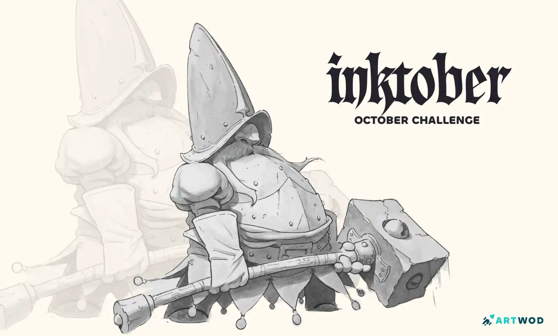 Artwod October Challenge - Inktober, dwarf by Axel Van Nederkassel, traditional black and white drawing