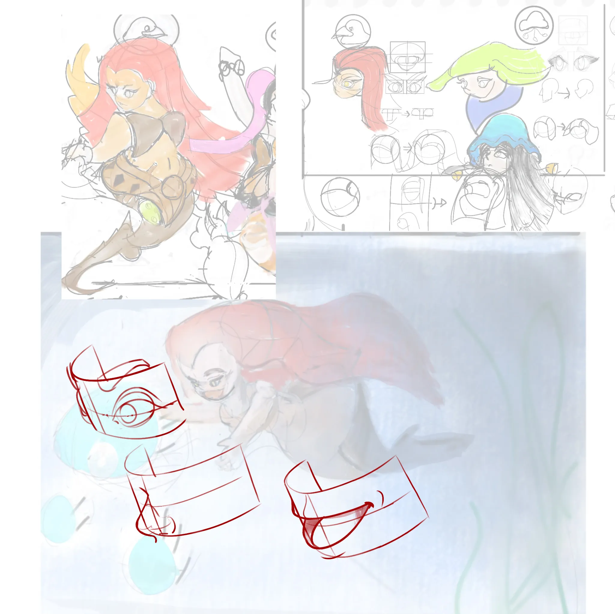 Don't know if it is valid to share the process of artwork instead of a completed art piece. Really sorry if not. Originally made for the mermaid challenge, i tried to use the opportunity to sharpen my design skills, got some feedback, improved in design , but ended up finding a major gap in my knowledge or form and structure
