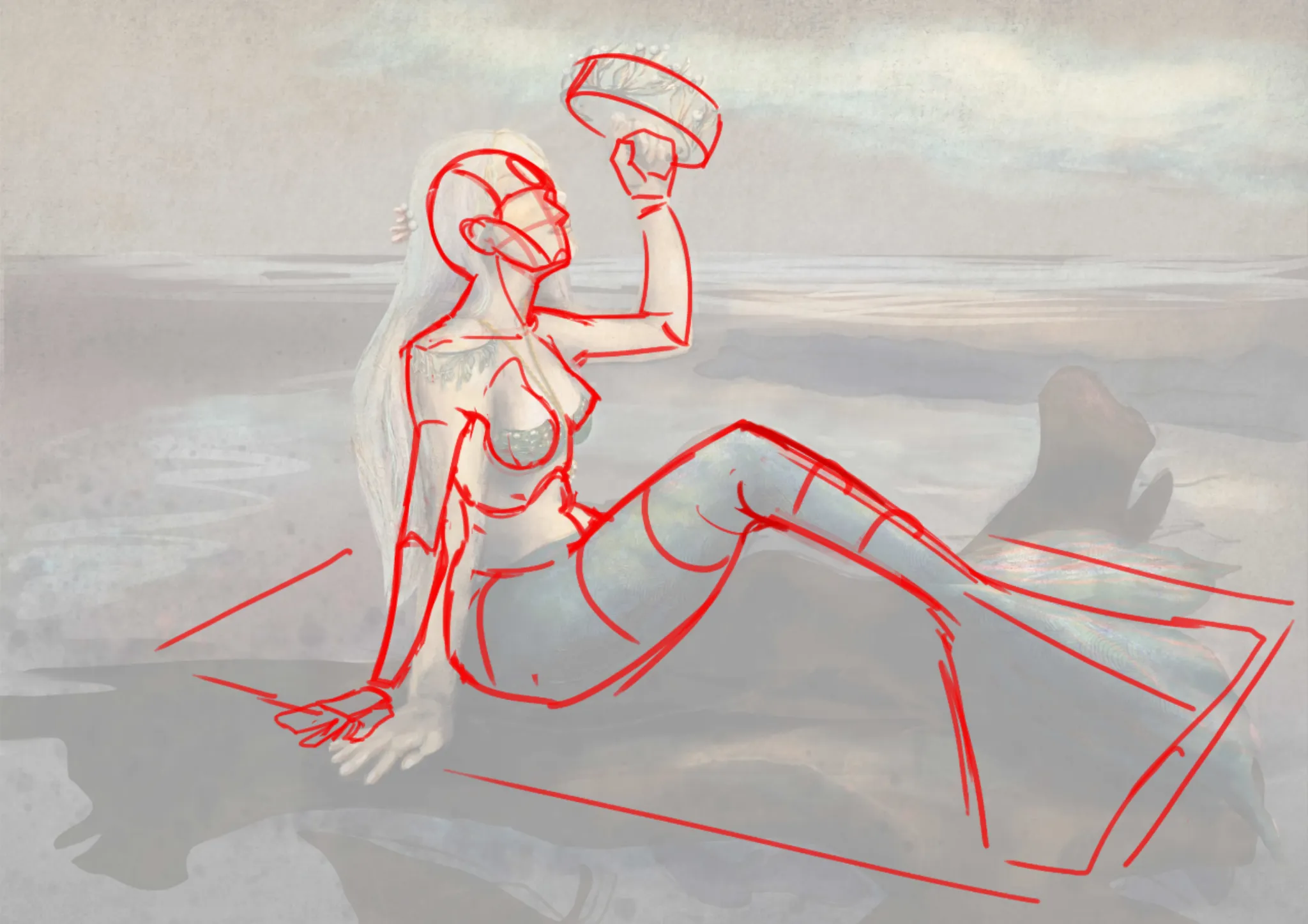 Mermaid with a crown.