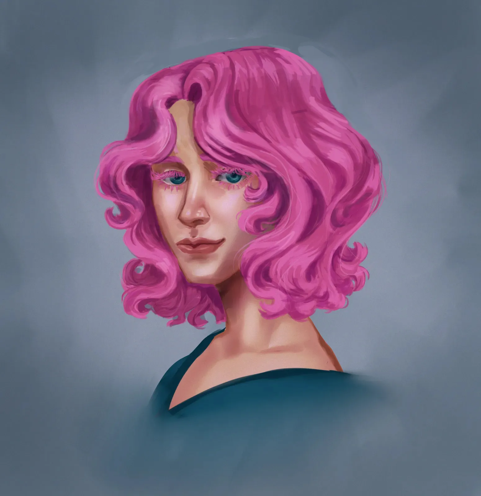 Girl with pink hair