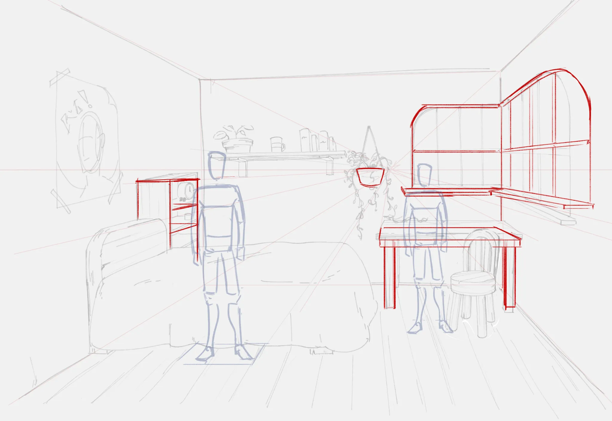 1PT perspective freehand practice