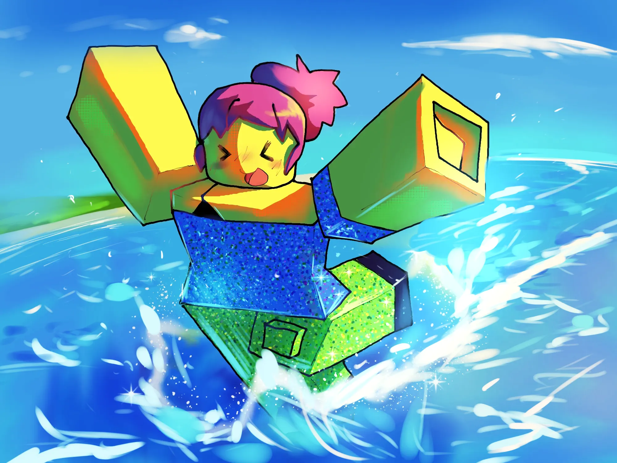 Why are you running in water in pants?