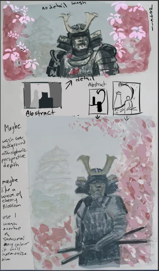 Samurai watercolor sketch