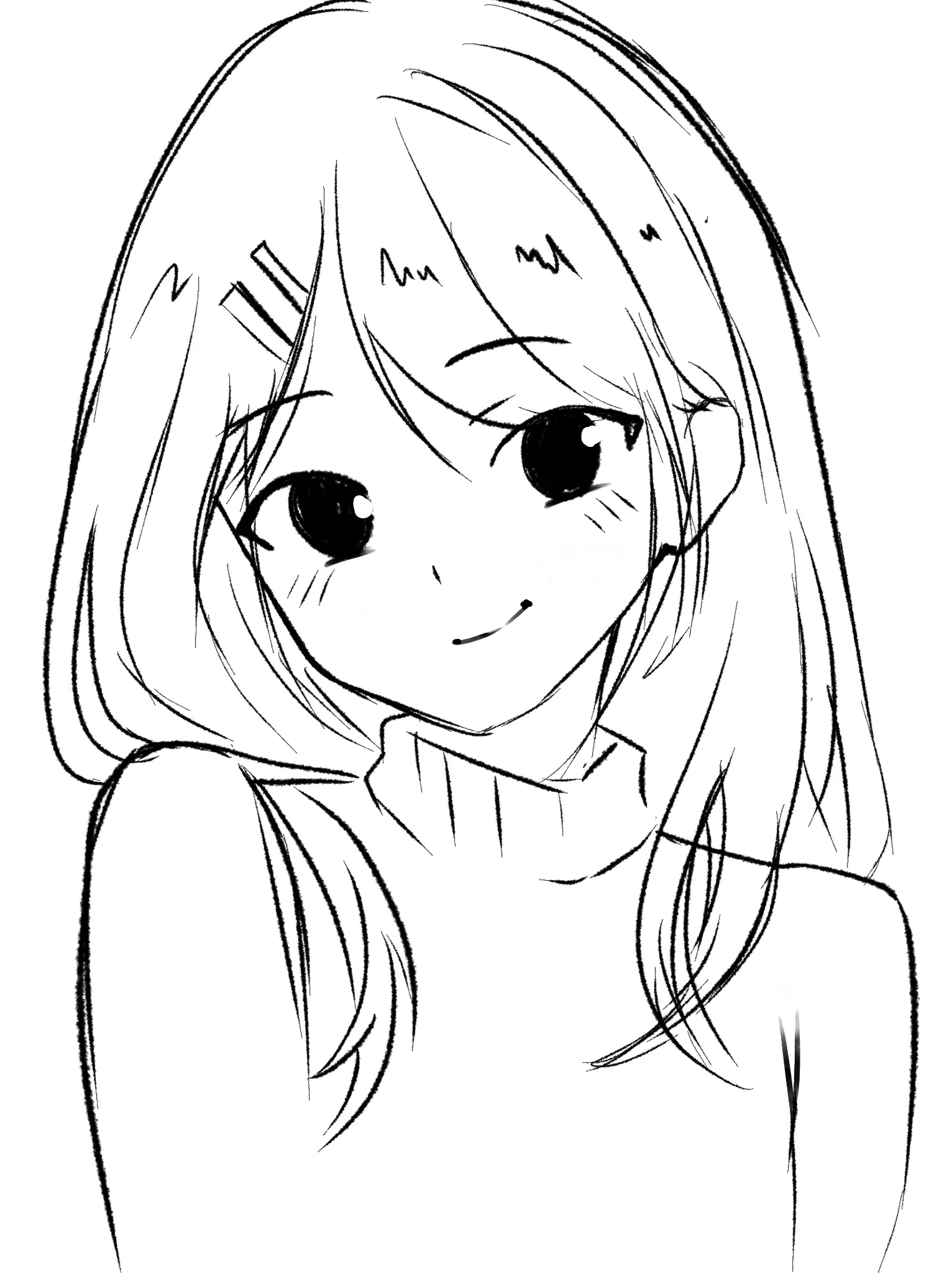 trying to draw a cute happy anime expression