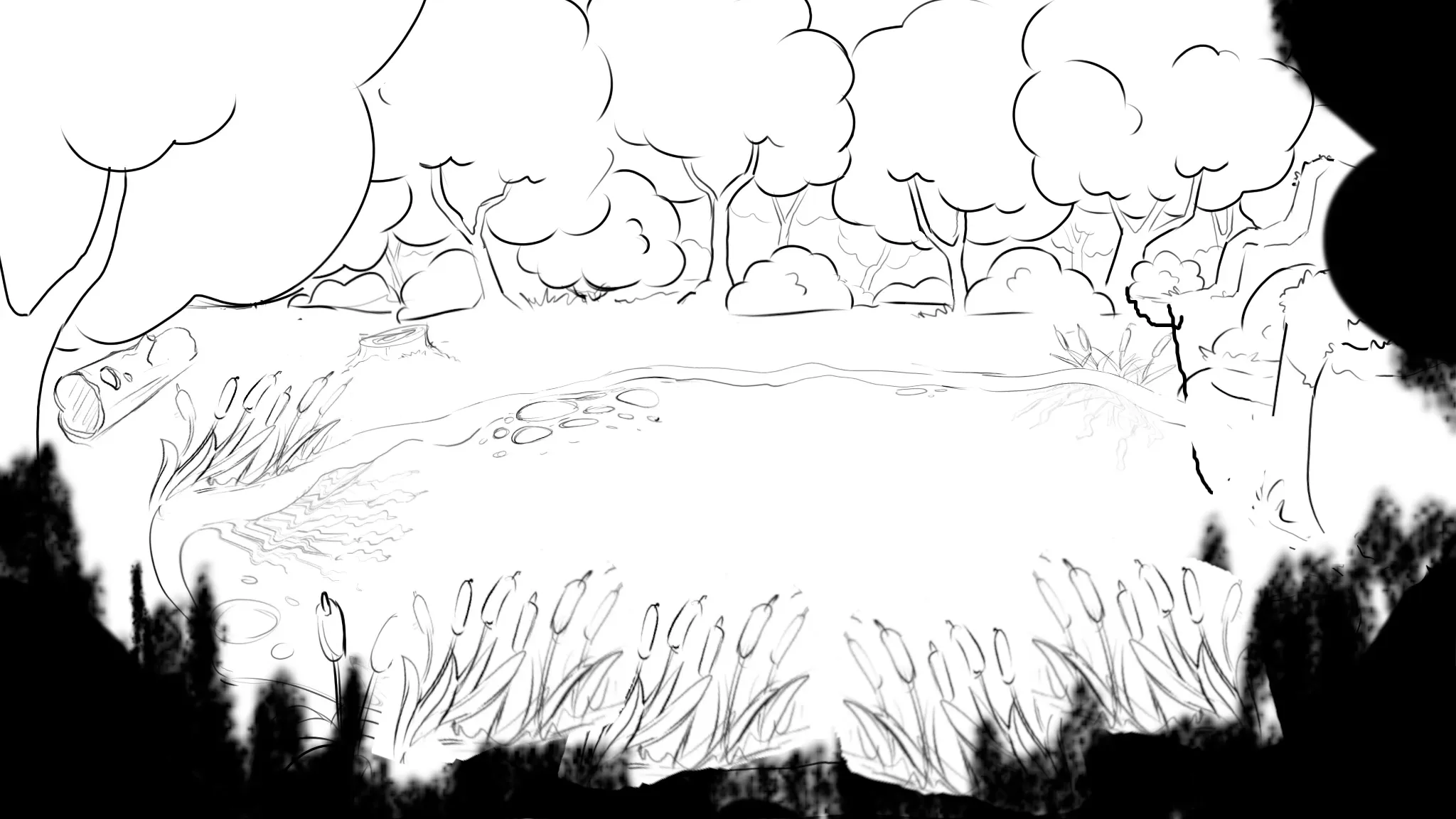 Forest Pond Scene