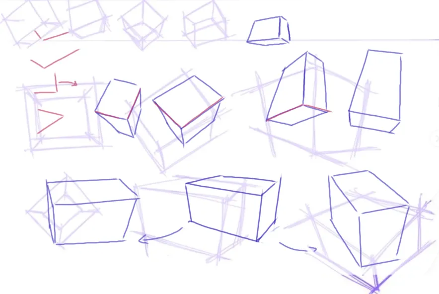 how to draw box from perspective and different angles