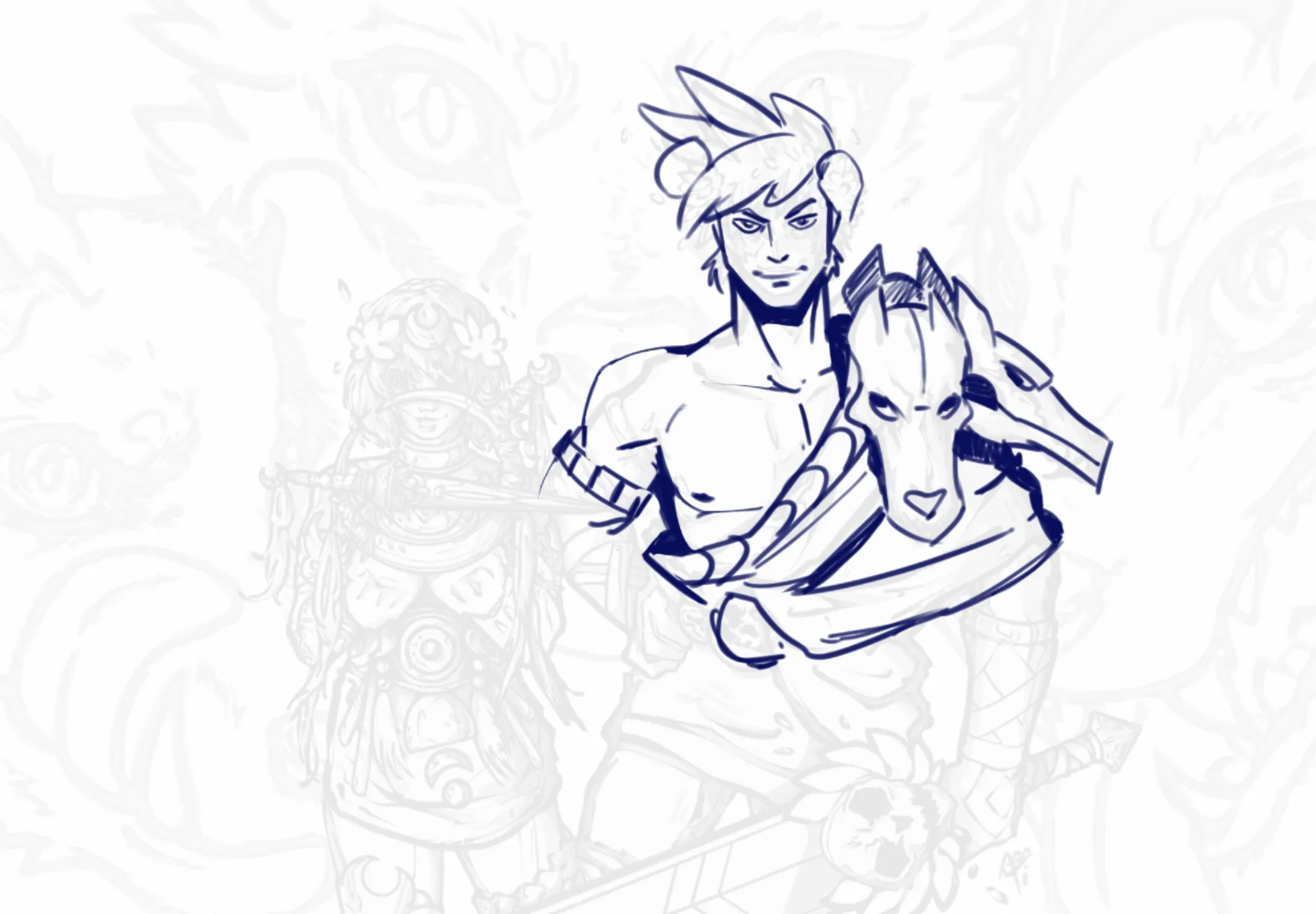 Inking feedback? (Hades I&II fanart)