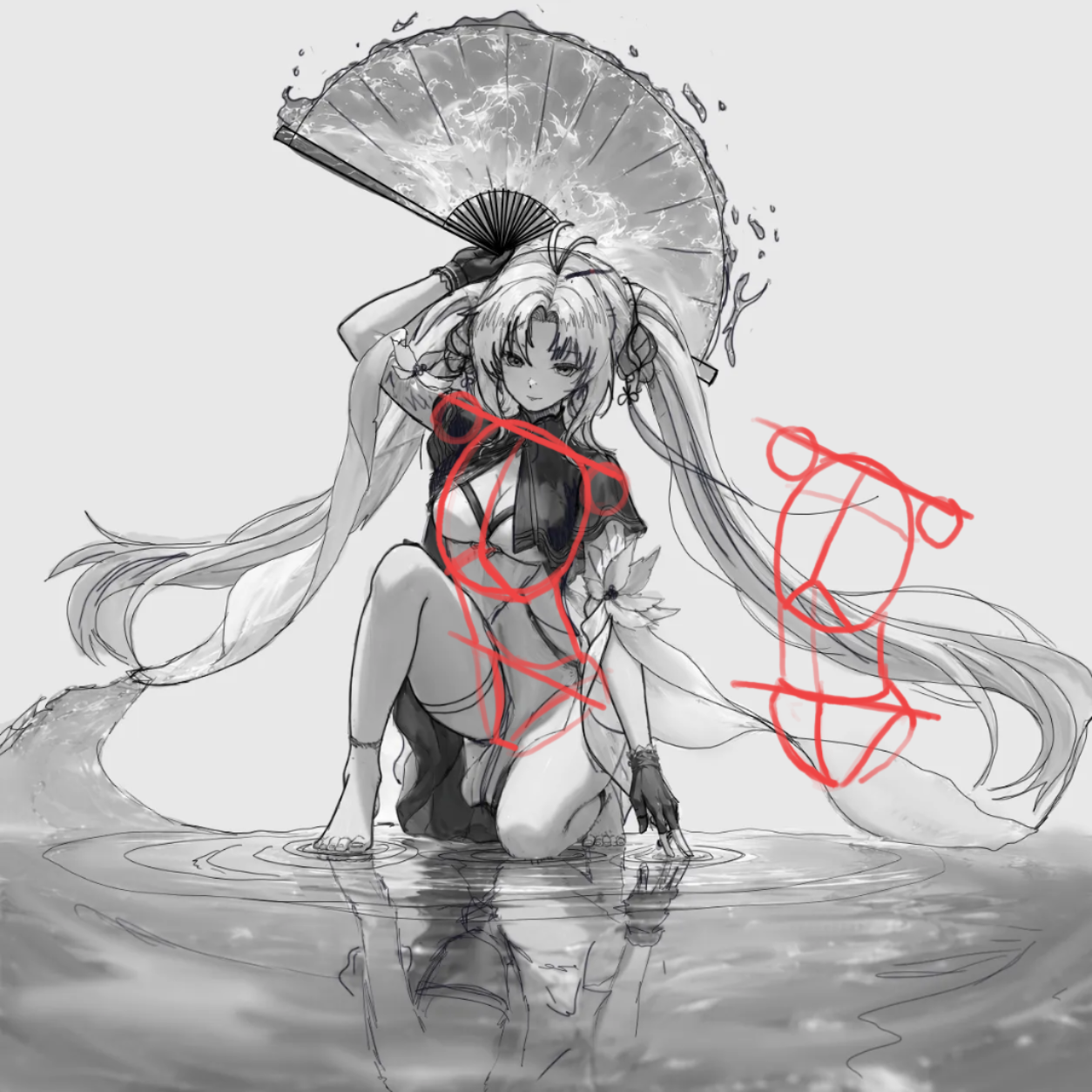 Anime girl torso drawing looks way too flat
