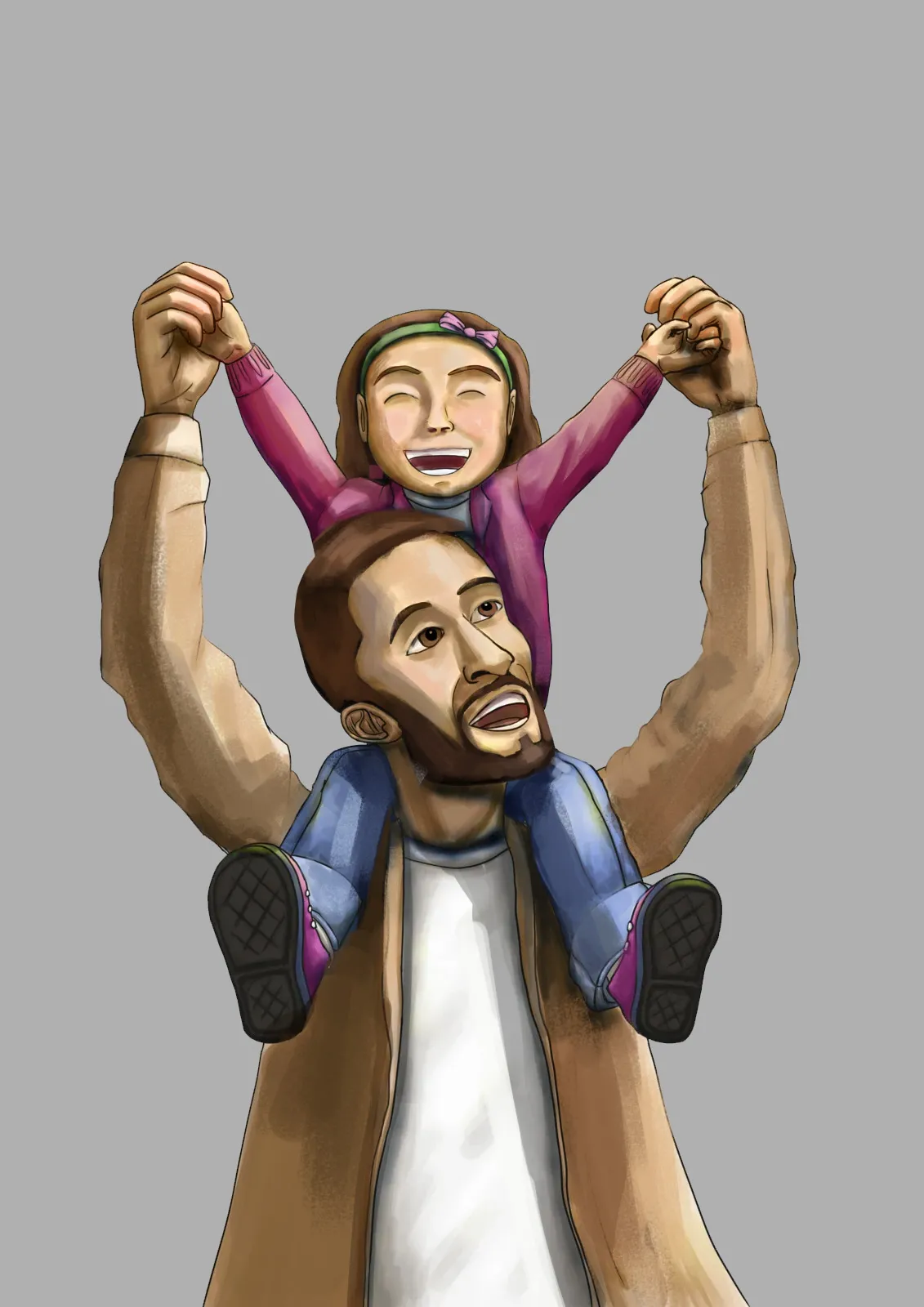 Father Giving Daughter Shoulder Ride - 2021