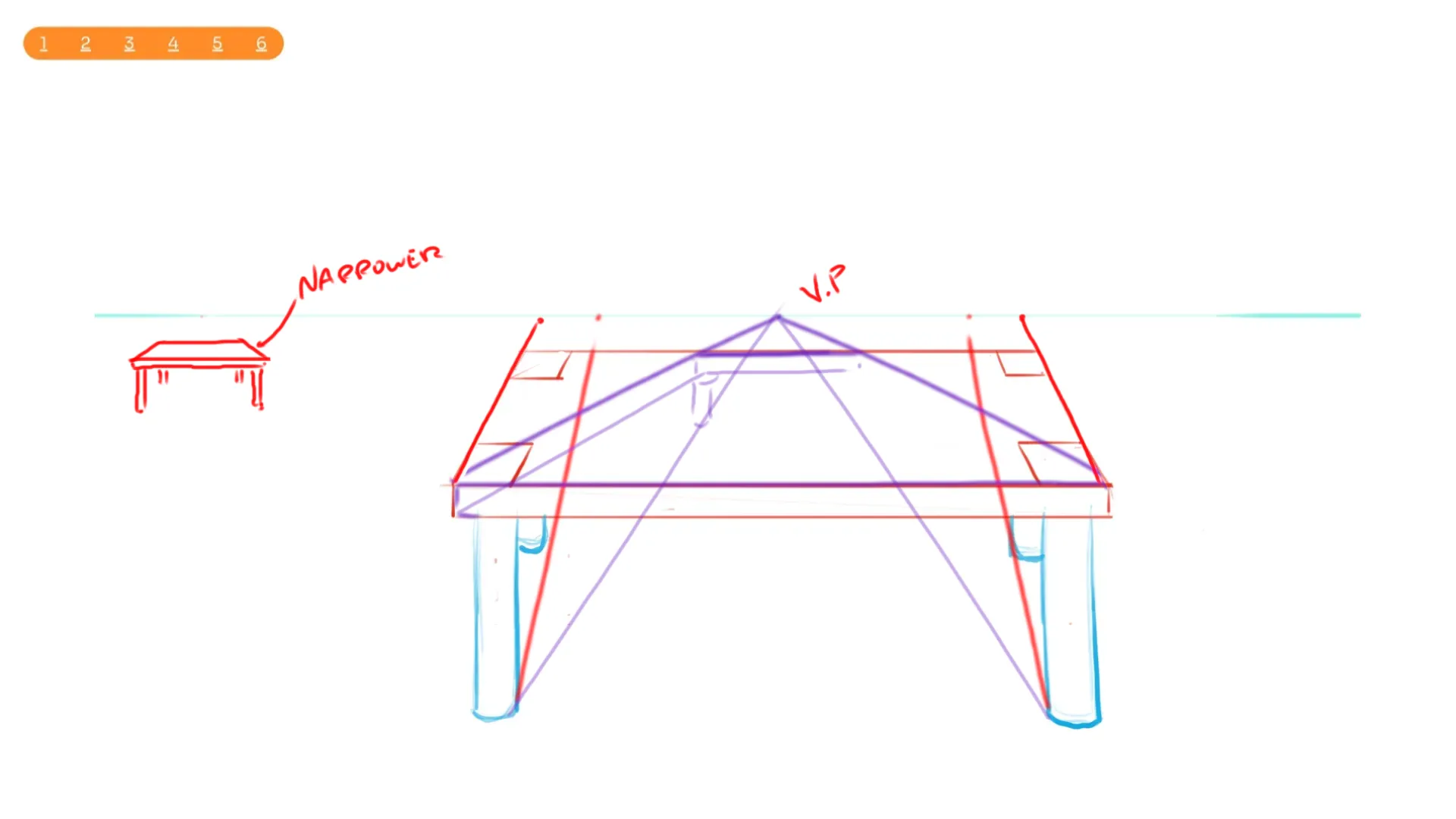 Table in One point Perspective