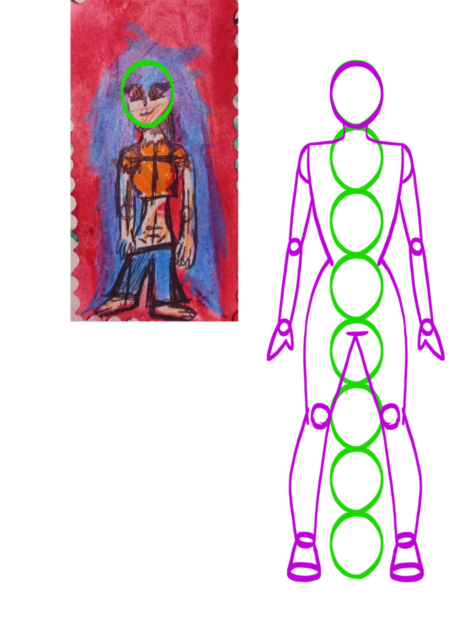 Full body anime girl with nice hair, but really bad and unrealistic anatomy.