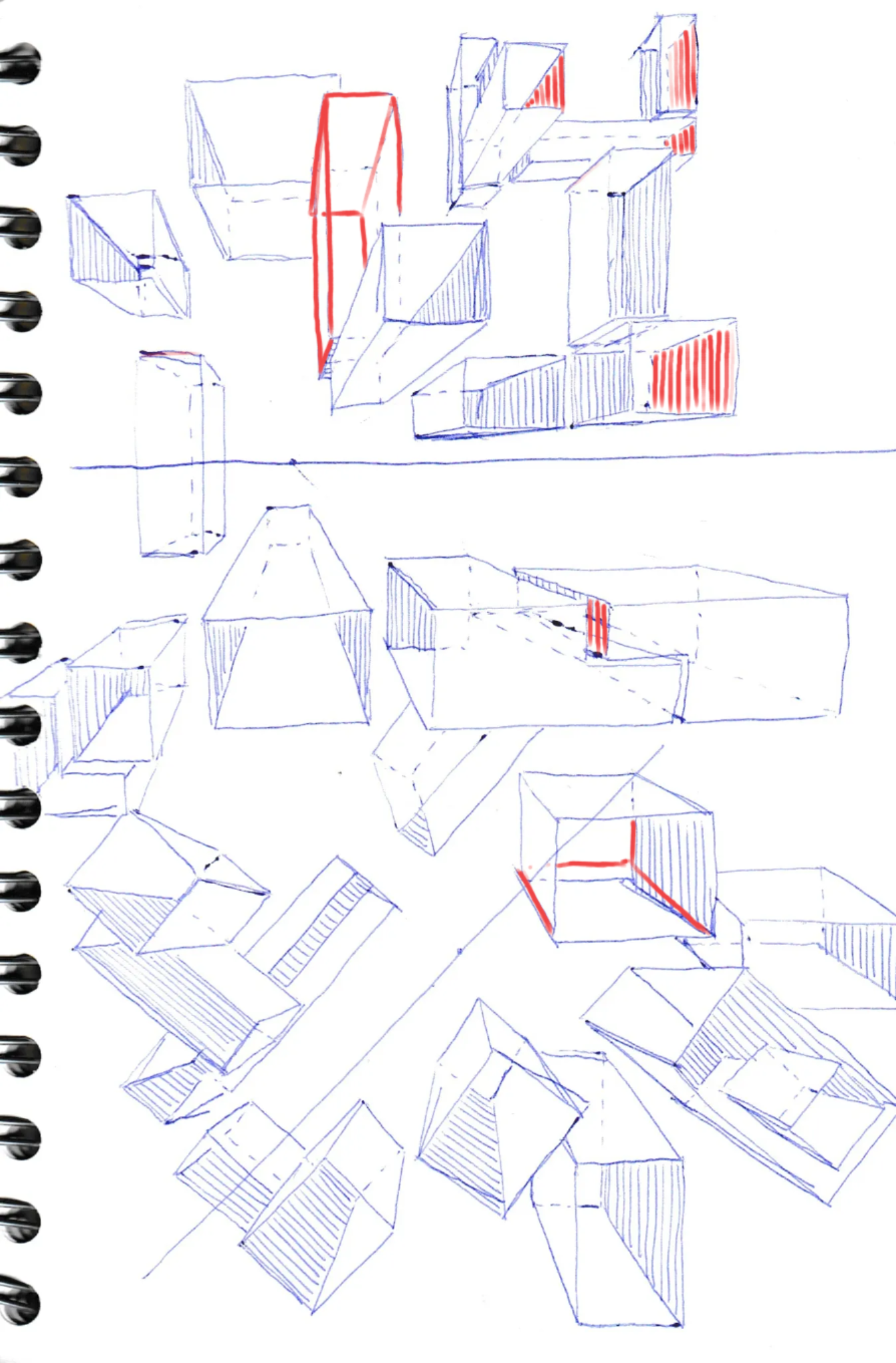 Boxes in 1 point perspective
