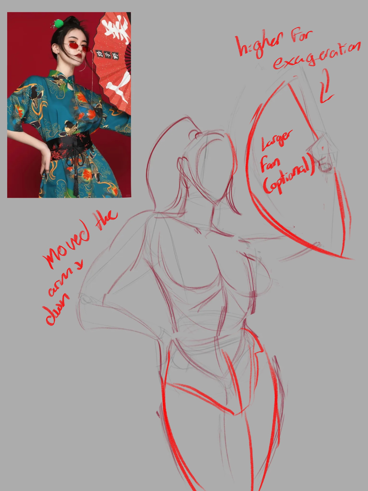 Exaggerating the pose