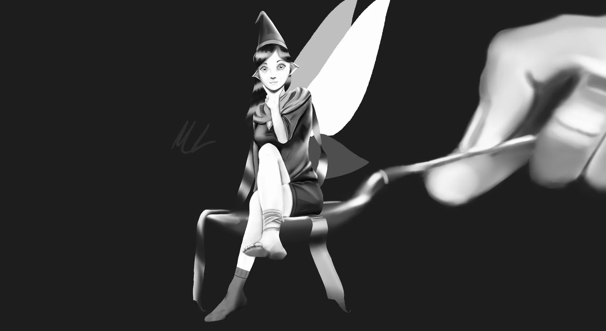 fairy sitting on a spoon