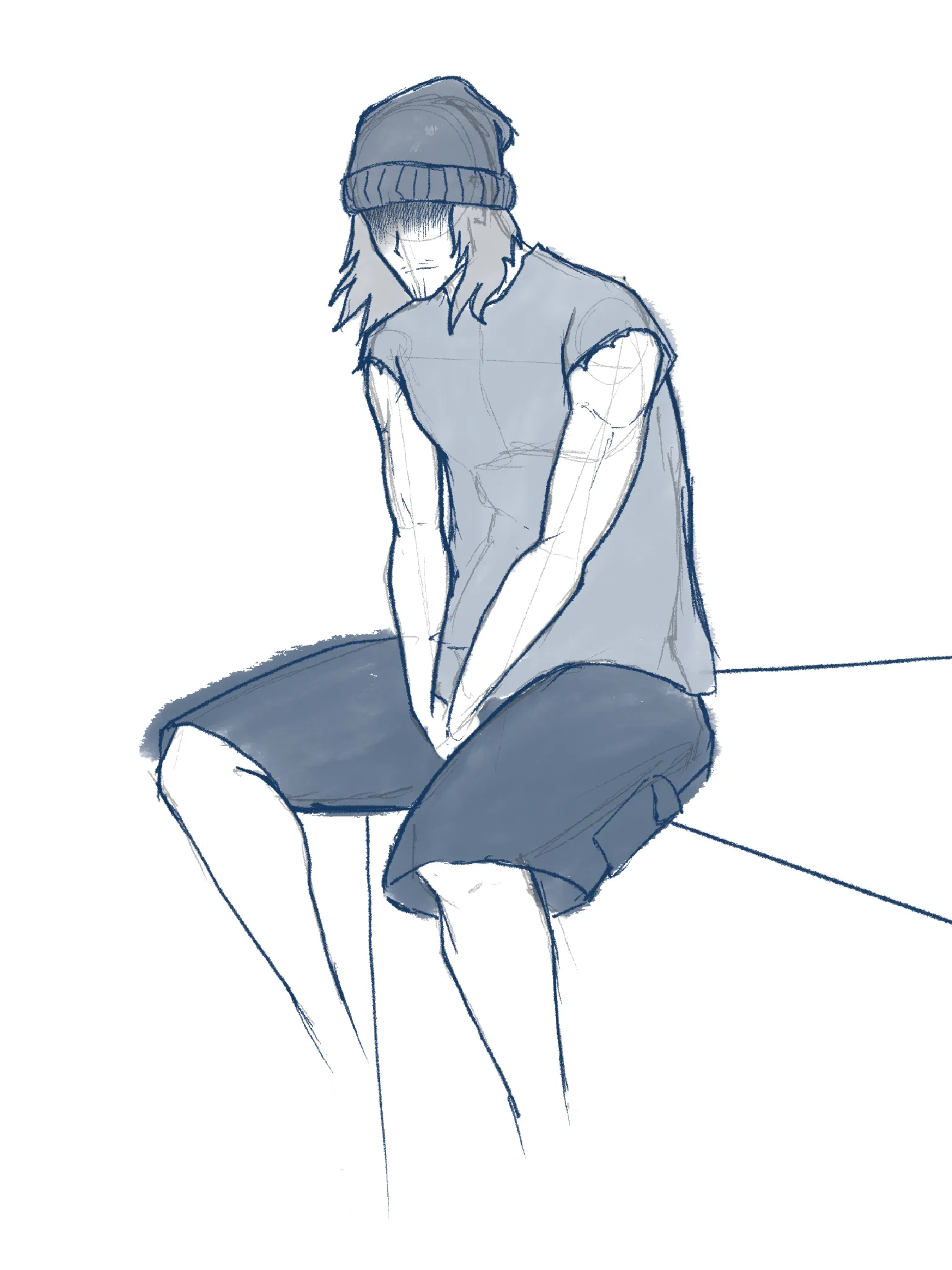 anime sitting character looked easy to draw but mine is awkward