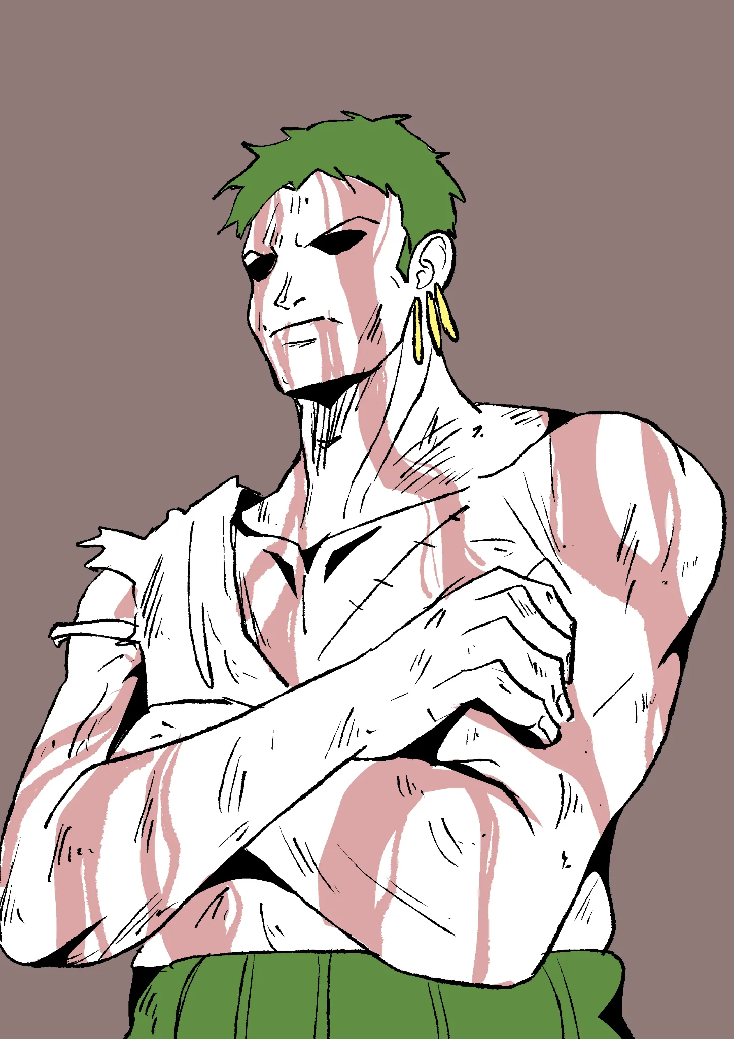 drawing Zoro taking Luffy's pain, cant get the pose right