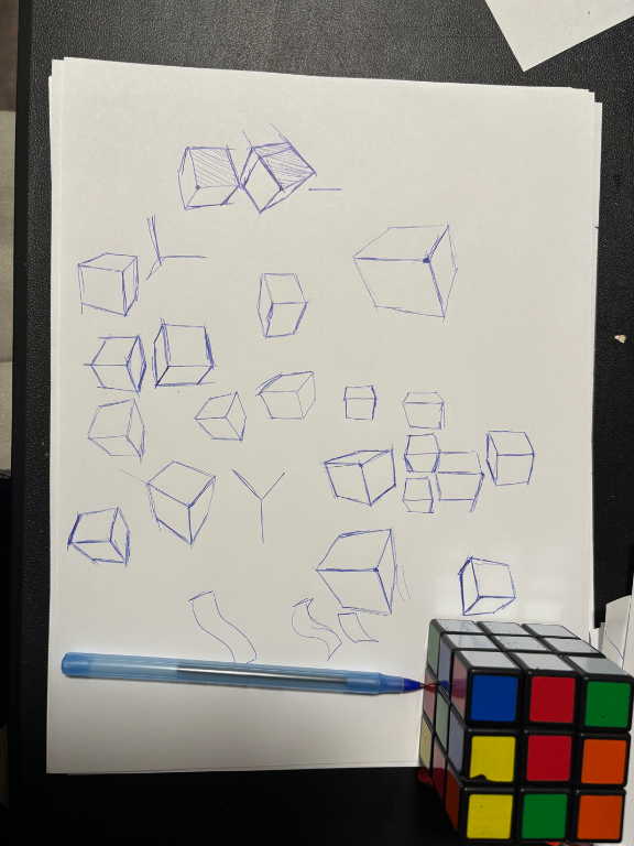 Trying to get better at freehand cubes/boxes and intuitive 3d space