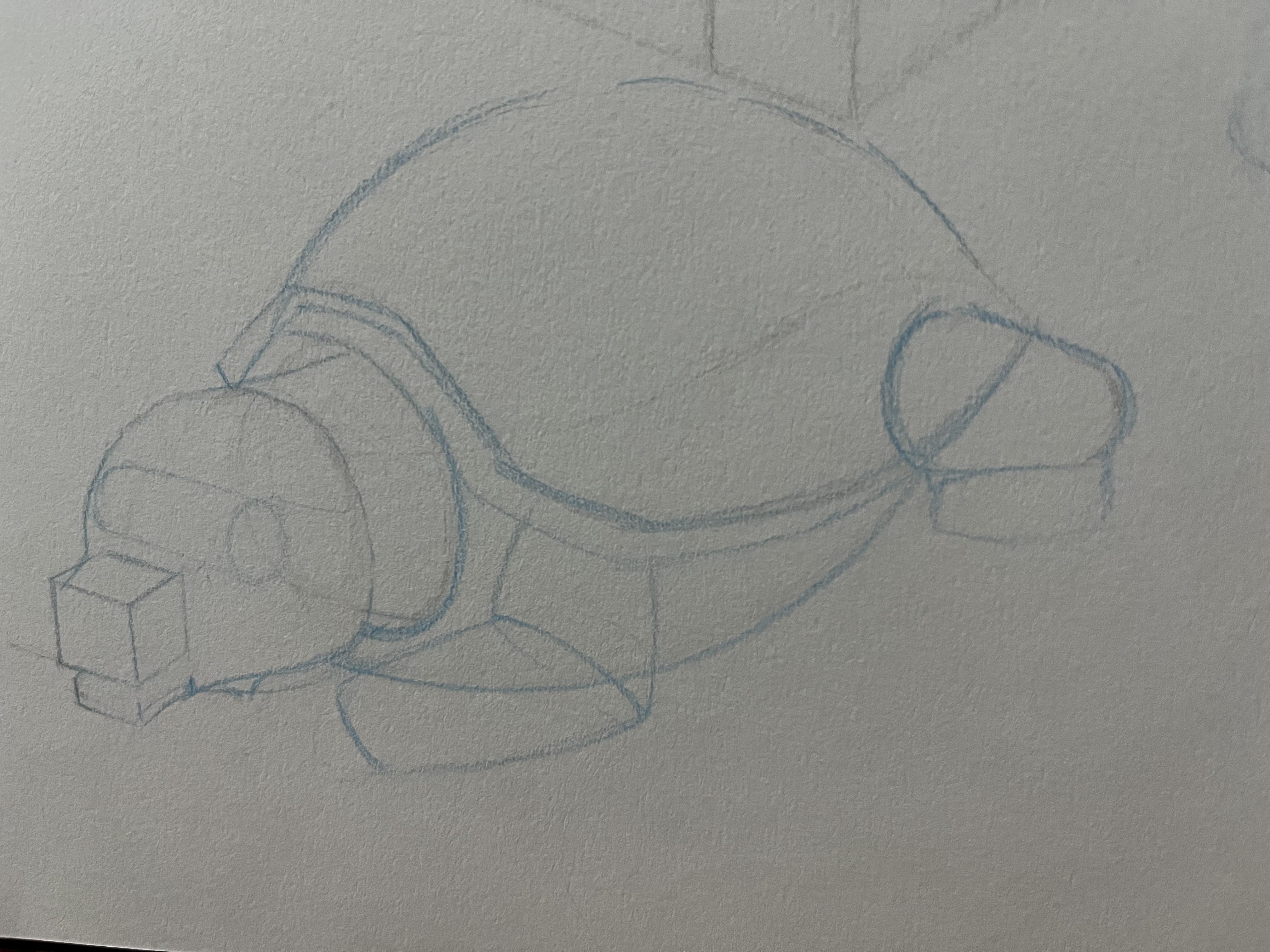Hi everyone, good evening. I've been working on perspectives 1 and 2 of the roadmap, and I wanted to put my knowledge into practice. I created this turtle using the initial concept, first establishing the basic shape and then adding the details. Do you have any suggestions that could help me? Perhaps trying other objects? I'd like to be able to implement what I've learned and not just spend hours drawing cubes and cylinders without applying it to an existing form. Thank you very much.