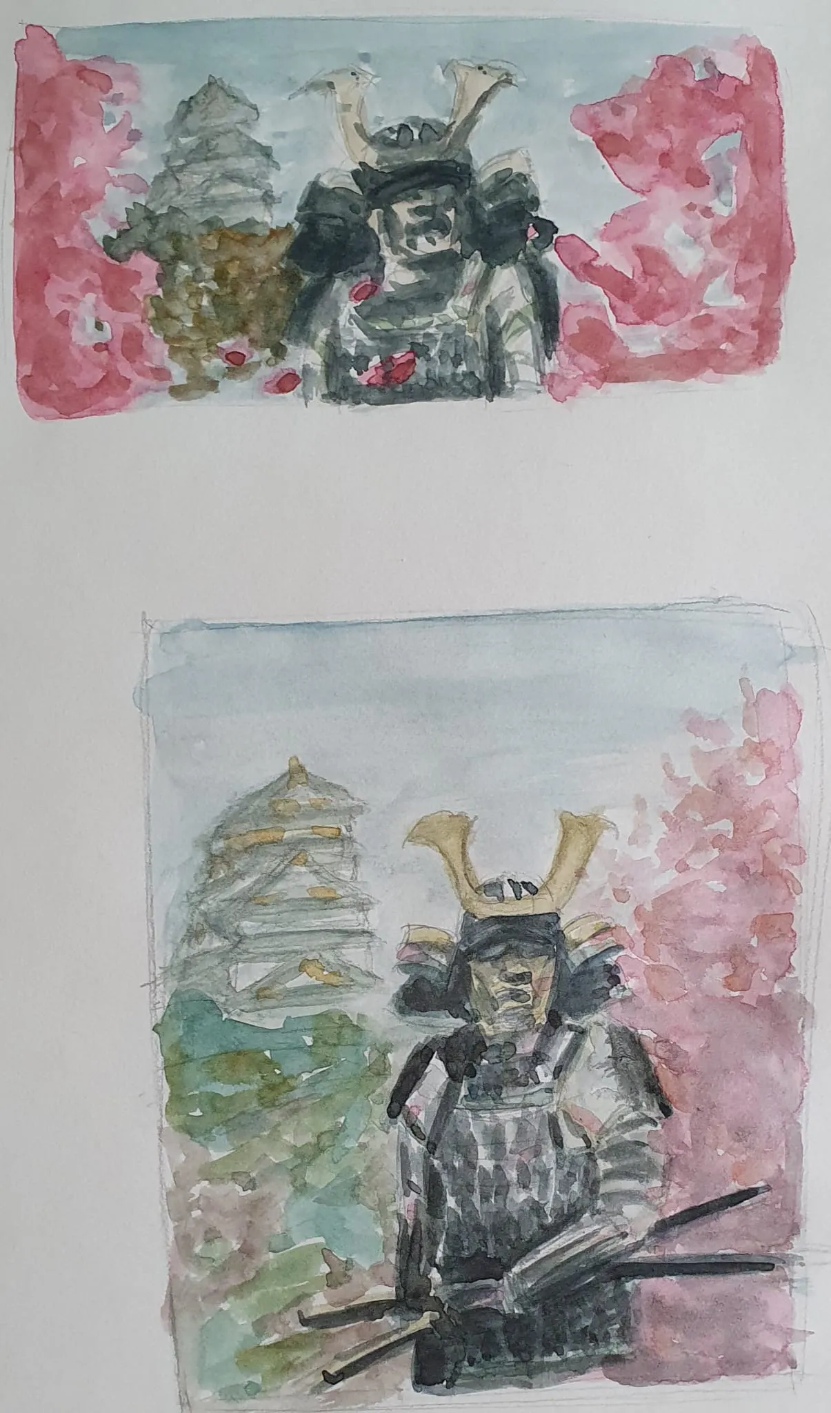 Samurai watercolor sketch
