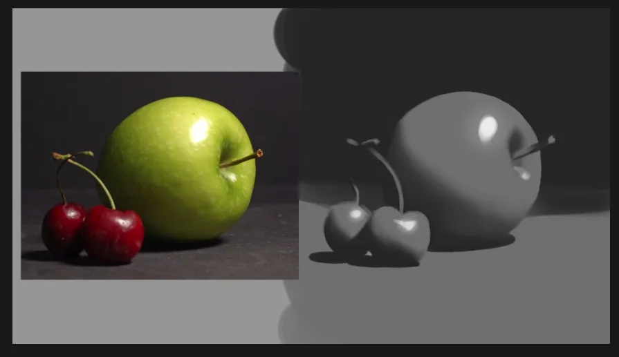 Apple & Cherries 3 Value study