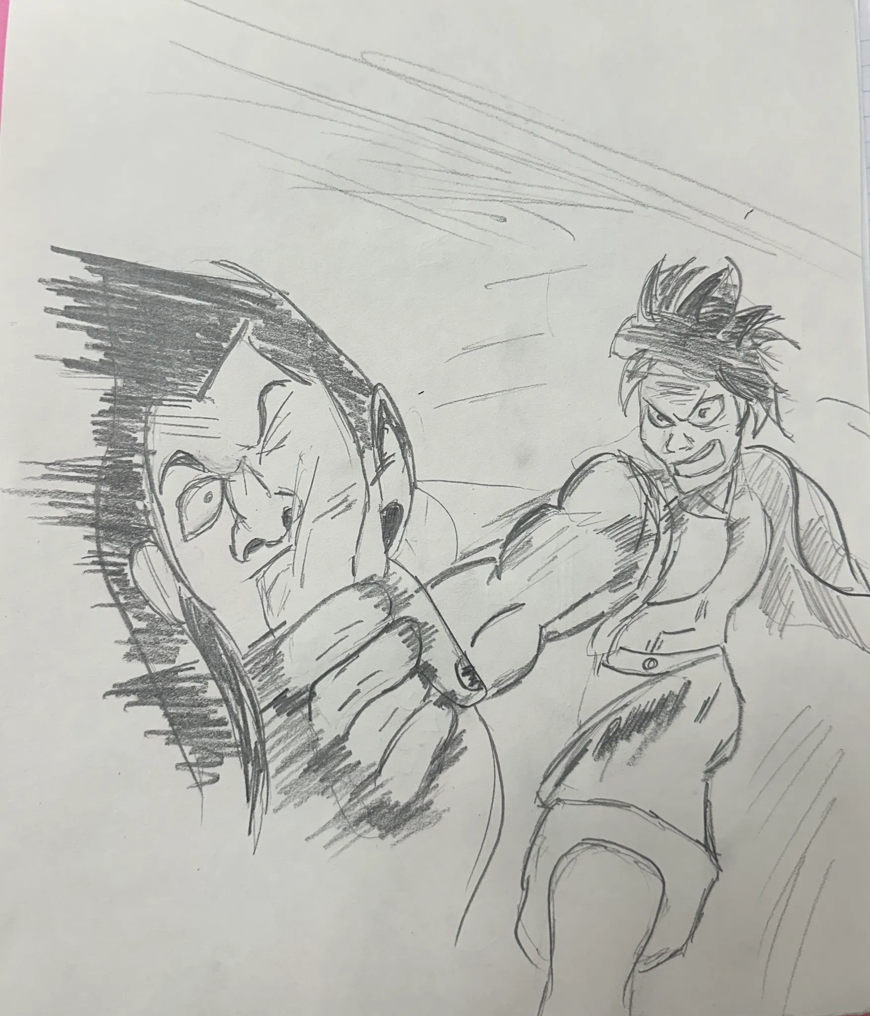 how do i draw Luffy punching the Celestial Dragon?